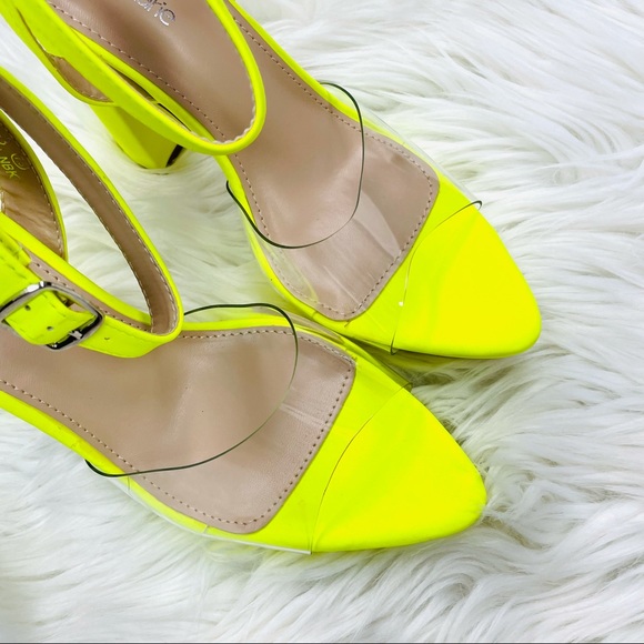 Neon yellow chunky heel - Picture 7 of 7